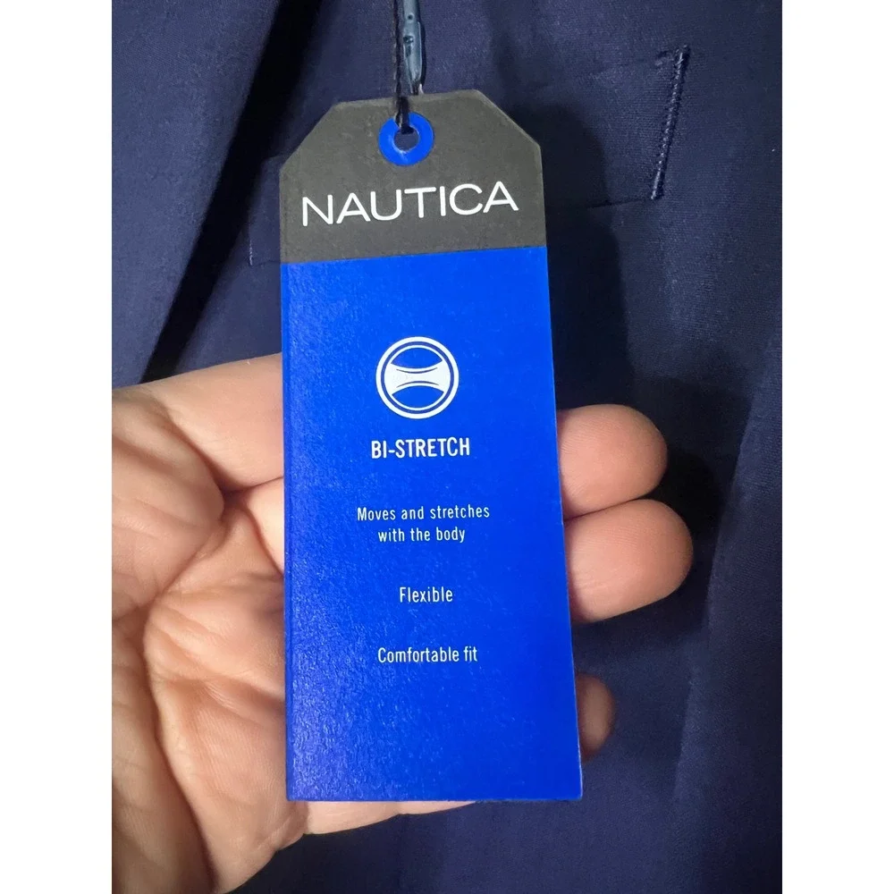 Nautica Mens Modern Fit Active Stretch Blazer Blue 44S NA000274
